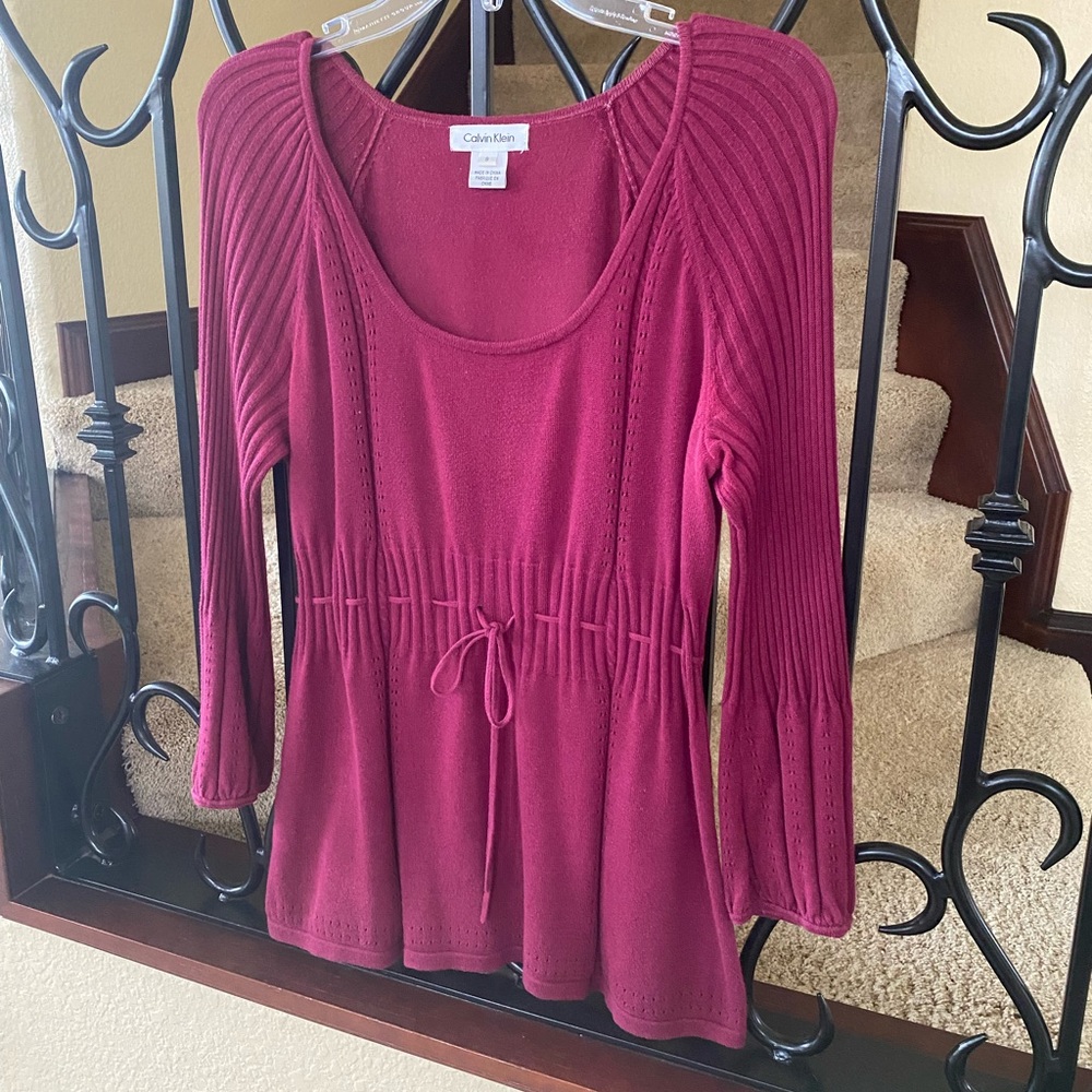 Calvin Klein Burgundy Scoop Neck Sweater